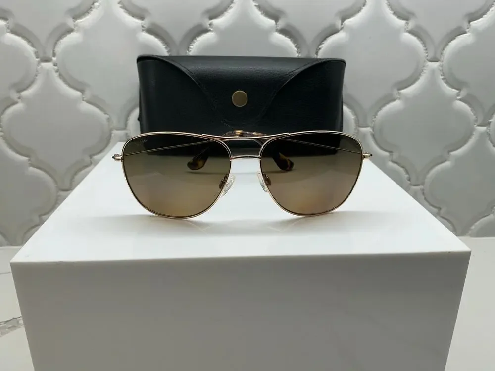 Maui Jim Polarized Aviator Sunglasses – Gold with HCL Bronze Lenses & Case